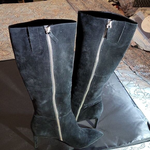 NINE WEST LONG BLACK SUEDE KNEE BOOT - Picture 7 of 16